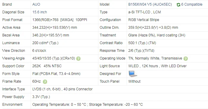 B156XW04 V5