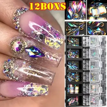 

nail art nails accessories 12pcs AB Diamond Gem Nail Glitter Rhinestone Glass Nail Art Deco Nail 3D Nail Art Nail Accessories