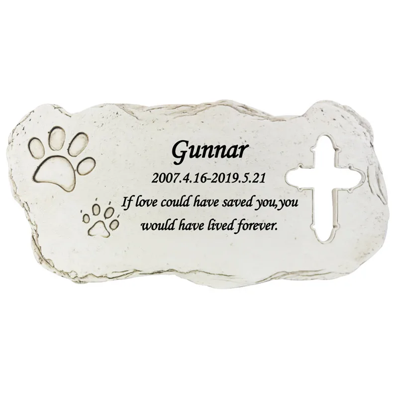 All Blanks Customize Pet Garden Memorial Stone Cross shape Dog Or Cat Garden Stone for Loved Pet Grave Headstone Tombstone