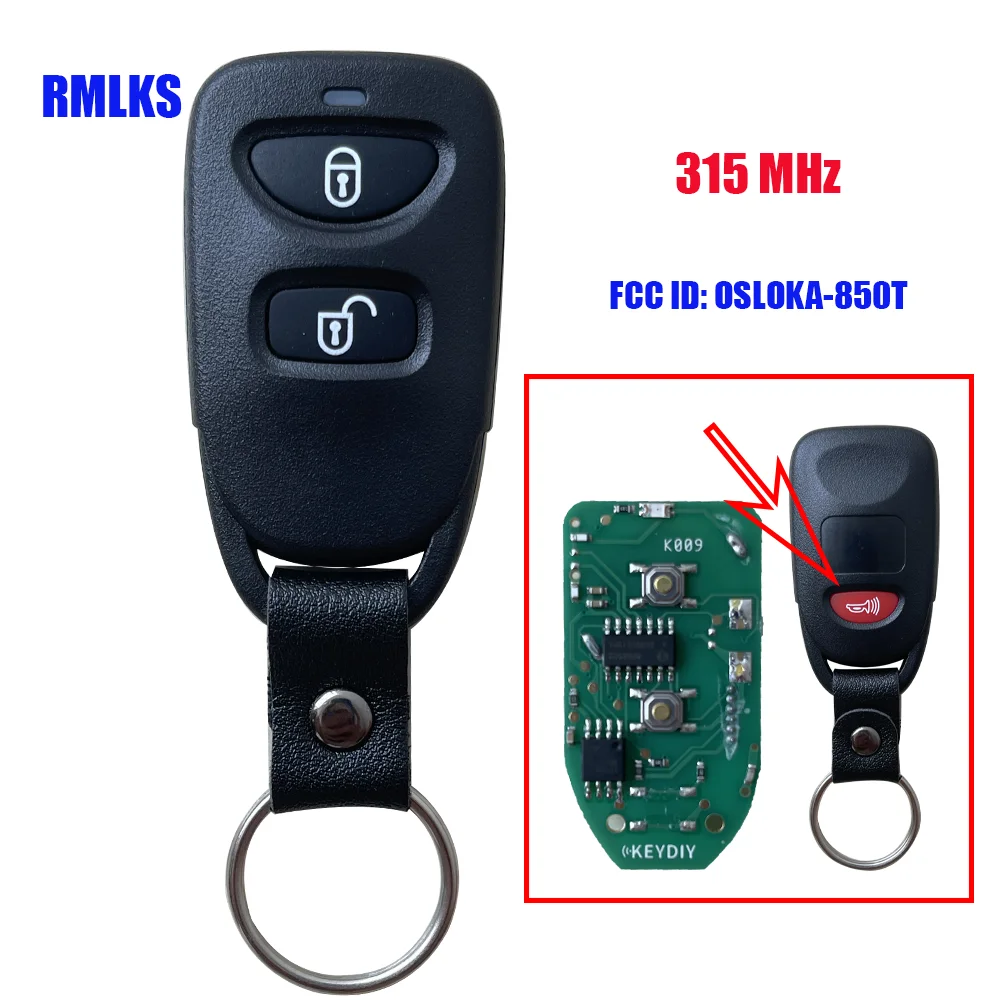 carro, 3 botões, 315MHz, FCC ID: OSLOKA-850T,