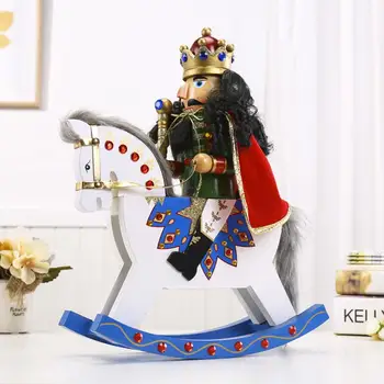 

100% Brand New 36CM Wooden Nutcracker Rocking Horse Puppet Soldier Wooden Crafts Ornaments Nutcracker Decoration