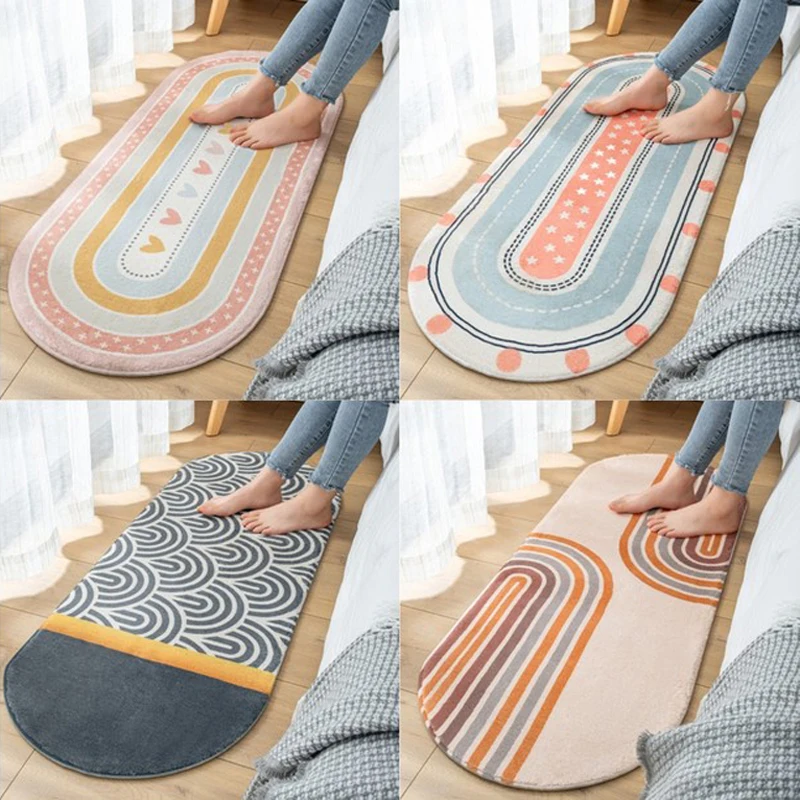 

Oval Living Room Carpets Soft Furry Bedroom Kids Play Tents Carpet Home Decorative Rug Non-slip Absorbent Baby Crawling Mats