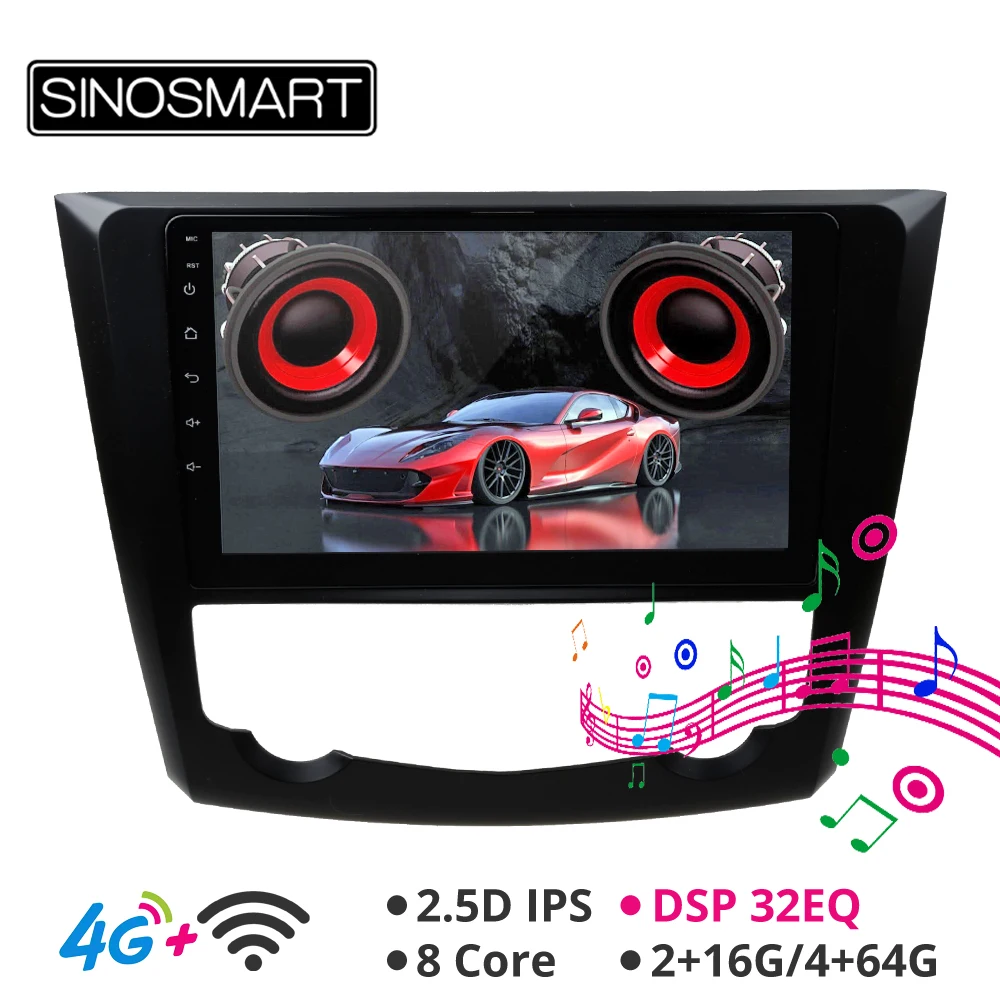 Sinosmart Android 8,1 автомобильный радиоприемник с навигацией GPS для Renault Kadjar 2din 2.5D ips/QLED экран