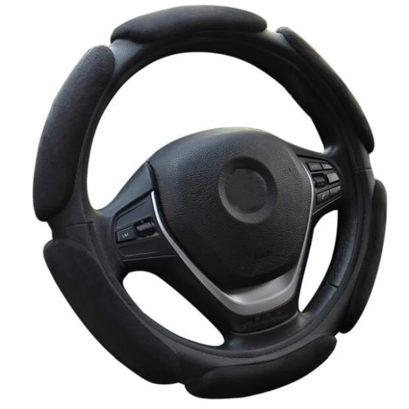 Нескользящая крышка рулевого колеса с 3D дизайном/Флокирование clothcar, рулевое колесо, оплетка диаметром 38 см для 95% автомобиля