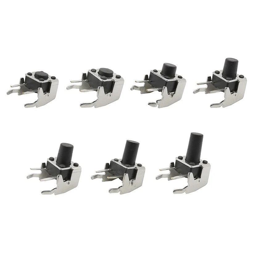 20Pcs/Lot 4-Pin Right Angle 6*6*7/7.5/8/9/10mm PCB Momentary Tactile Push Button Self-reset Switch Stent Tact | Обустройство дома