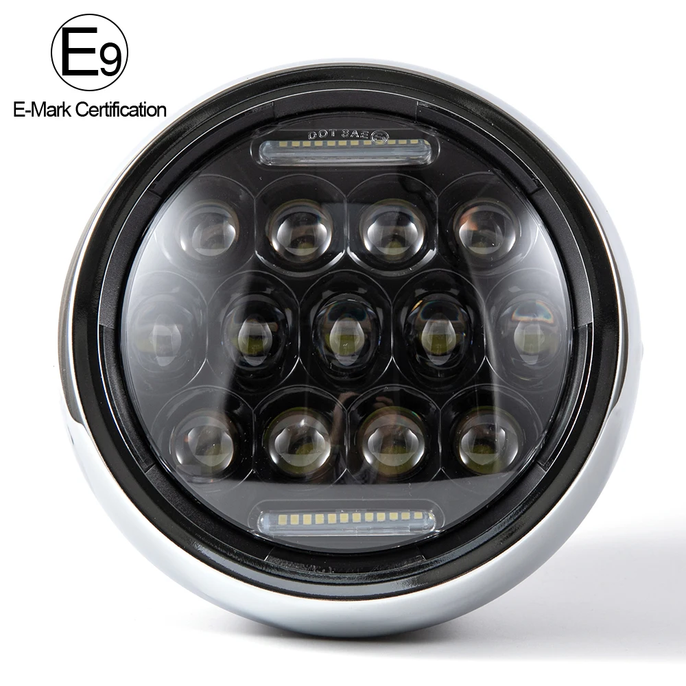New Hot Motorcycle LED Headlight High Low Beam DRL Daytime Running Light 12V For Honda Kawasaki Yamaha Victory Cafer Racer |