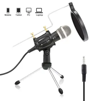 

X-01 Mini 3.5mm Microphone Folding Tripod Stand Recording KTV Mic Condenser for Computer PC Karaoke Chat Skype YouTube Games