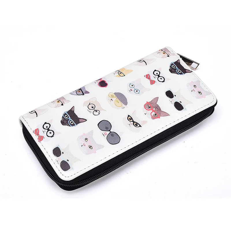 

Clutch Phone Pack Women Printed Cat Zipper Coin Purse Women's Wallets PU Leather Long Wallet Lady Credit Card Holder Female