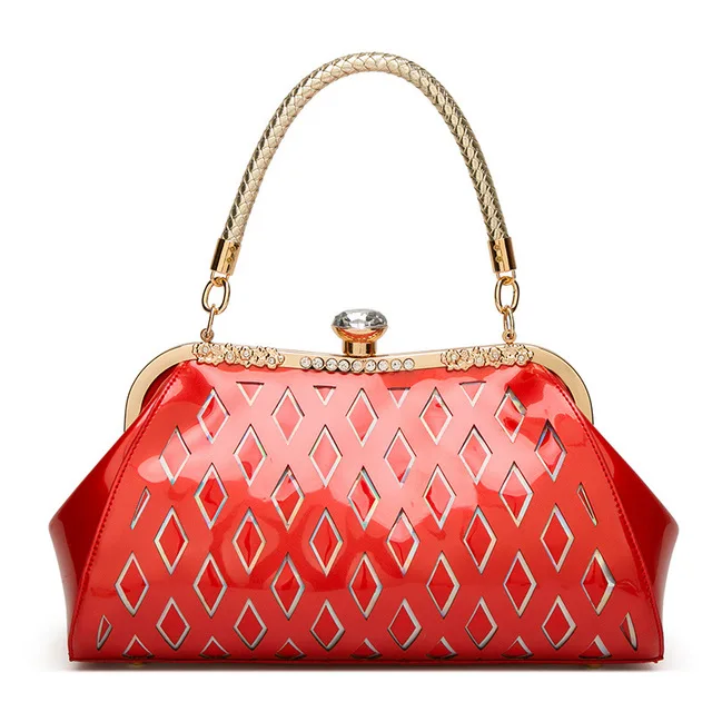 Gradosoo женские сумки из лакированной кожи, сумки на плечо для женщин, дизайн с бриллиантами, Сумка с верхней ручкой, женская брендовая HMB646 - Цвет: Красный