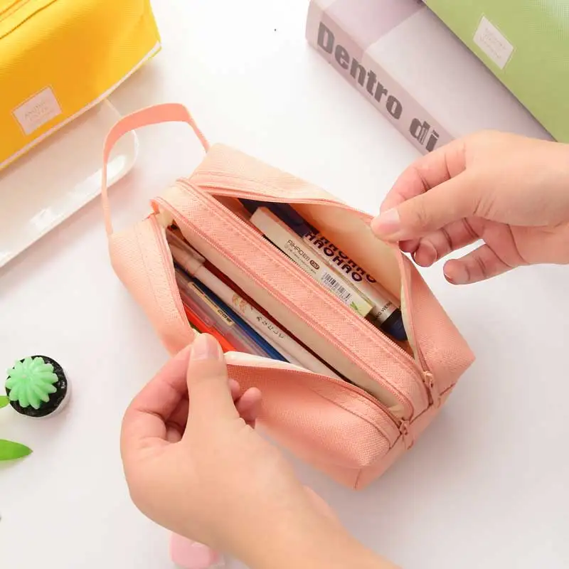 

Kawaii Japanese Zipper Pencil Case Large capacity Personalized Art Pencil Box Student Creative Canvas Stationery School Supplies