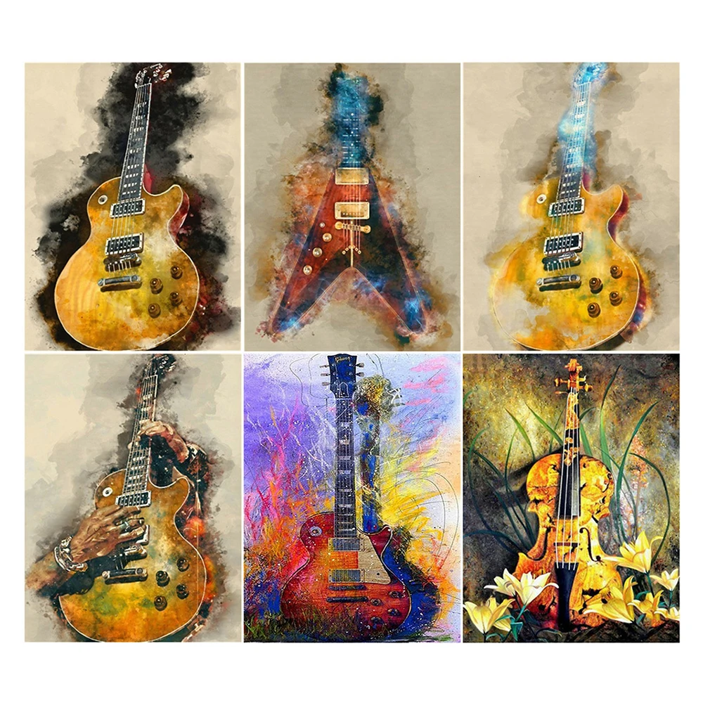 LZAIQIZG Full Square/Round Diamond Painting Guitar Picture Of Rhinestones Embroidery Landscape Mosaic Home Decoration | Дом и сад