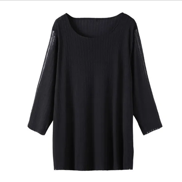 10xl размера плюс женская футболка новая одежда с рукавом три четверти Свободный Топ Повседневная Черная Футболка Пуловер Футболка fw684