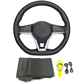 

DIY hand-sewing braid on genuine leather steering wheel cover for Nissan Qashqai X-Trail T32 Kicks March Rogue 2017 2018 2019