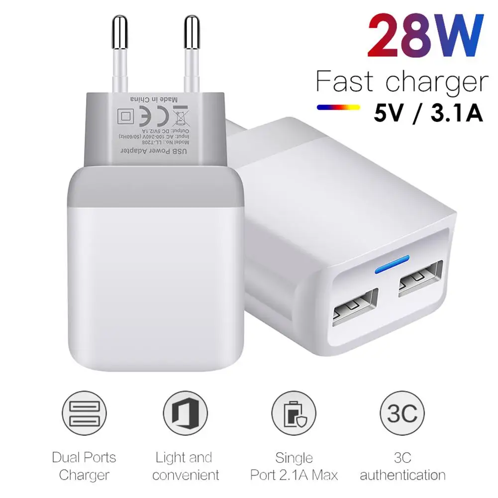 

New QC3.0 Dual 3.1A USB Charger Quick Charger LED Indicator For iPhone Samsung Huawei Xiaomi Travel Charger  