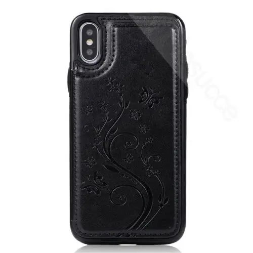Черный Магнитный кожаный чехол-портмоне для samsung S8 S9 S10 Plus - Цвет: Черный