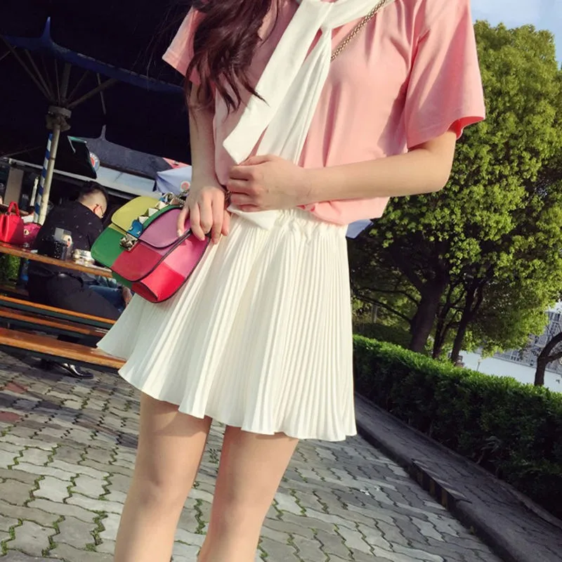 Harajuku kawaii 2020 короткие женские юбки одежда плиссированные белые шифоновое пляжное