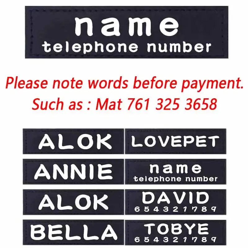 personalised dog harness labels