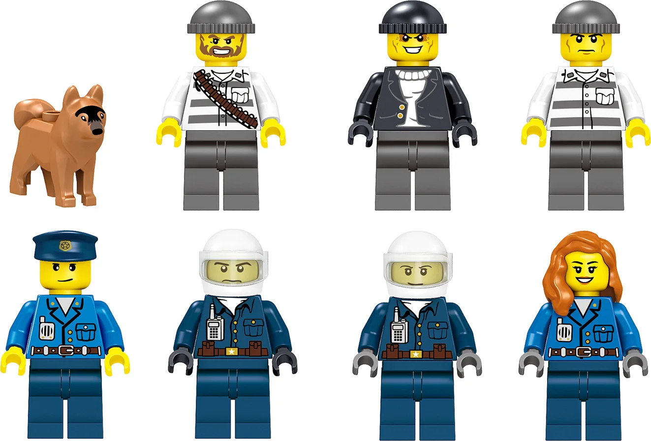 Online Serie de la policía de la ciudad, juego de bloques de construcción de la motocicleta, coche, helicóptero, estación de policía, modelo de ladrillo, juguetes para niños