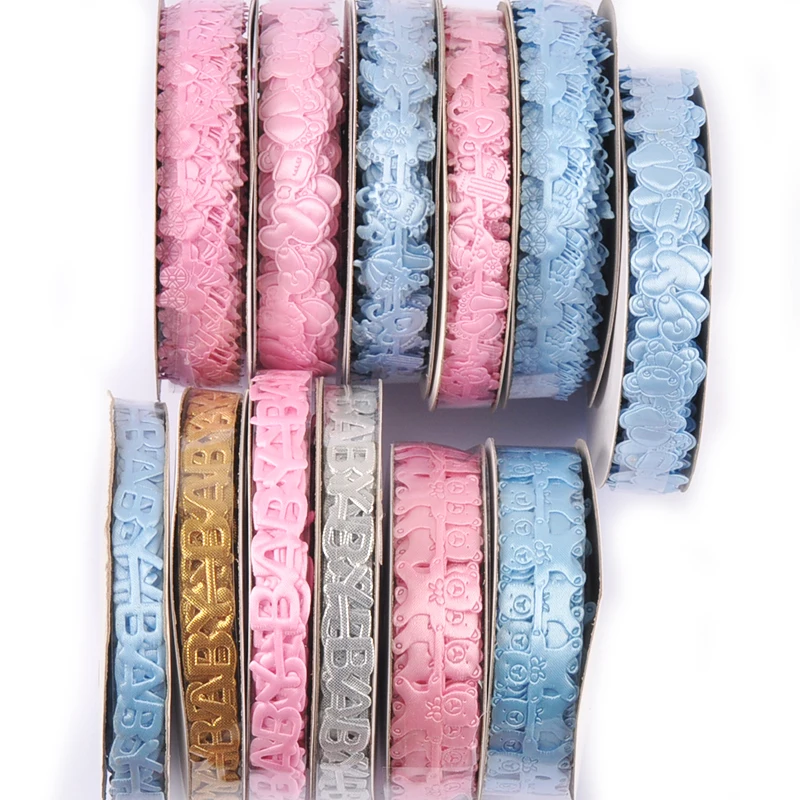 Ribbon Decoration Ribbon Supplies Sewing Ribbon 1-1.5cm Mix Pink/blue Ribbons For Crafts Embroidered Fabric Wrapping Gift Baby Party Decorations DIY Sewing Accessories