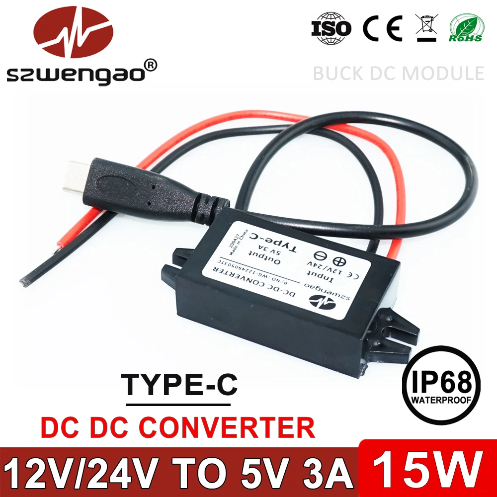 Понижающий преобразователь szwengao 12 В 24 в 5 3 А 15 Вт зарядное устройство с Micro Mini USB