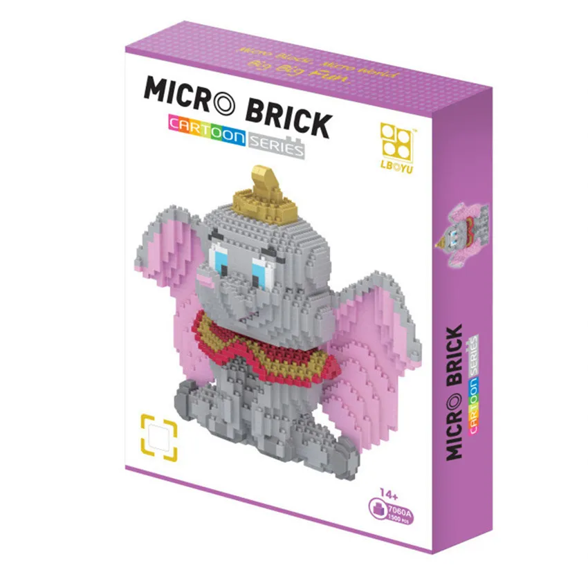 

Funny idea creator animals micro diamond building block Circus troupe elephant Dumbo block brick Toys for Children Gifts