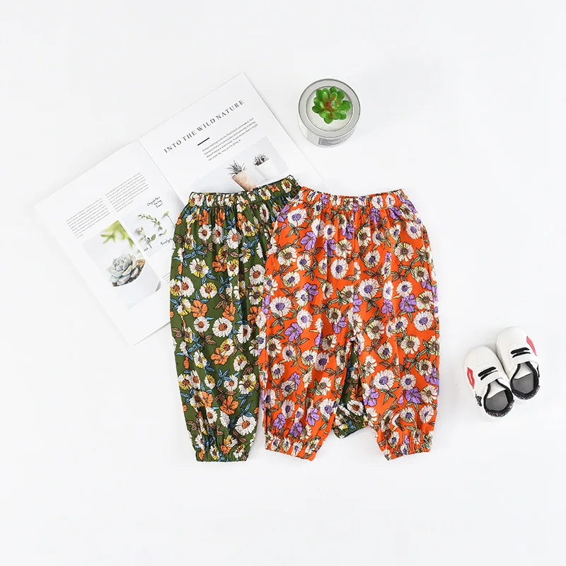 

Dumplings Mom Summer New Style Children Small Floral Anti Mosquito Pants Thin Pure Cotton BOY'S Girls Lantern Pants Loose Korean