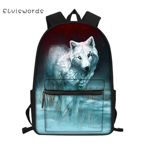 CDWX3778Z58 ELVISWORDS модный детский Школьный брезентовый Рюкзак "Fantasy Wolf" с животным узором для студентов, школьные сумки для книг, детские дорожные рюкзаки - Цвет: CDWX3778Z58