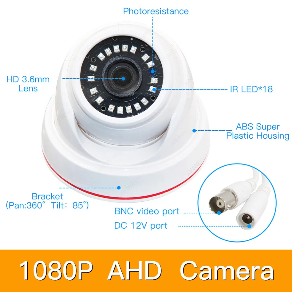 8ch 1080P AHD комплекты системы видеонаблюдения CCTV безопасности Гибридный DVR Крытый Купол AHD камера видеонаблюдения P2P XMEYE 2MP комплекты