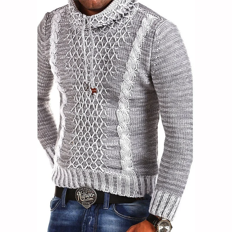 ZOGAA 2019 Men's Knit Sweater Scarf Collar Slim Knit Hip Hop Streetwear Long Sleeve Casual Men Sweaters christmas sweater winter