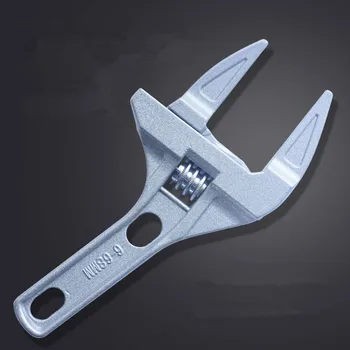 

1pc Large Opening Adjustable Wrench Aluminum Alloy Short Handle Universal Key Nut Snap Grip Wrench Spanner Bathroom Repair