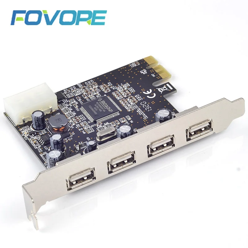 USB PCI e adapter 4-port 2.0 to PCIe Card USB2.0 PCI-e pci express converter Moschip | Компьютеры и офис