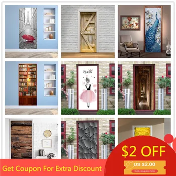 

Custom Size/77*200CM Tower Door Sticker DIY Waterproof Self Adhesive Wallpaper Stickers on the Doors Home Decor Poster Decals