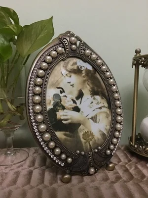 Винтажная Роскошная фоторамка с короной и жемчугом овальная форма креативное