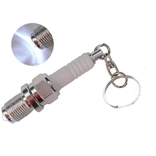 1PC Fashion Mini Outside Keychain Holder Good Car Auto Parts Unisex Women Men Key Chain Novelty LED Keychain Spark Plug