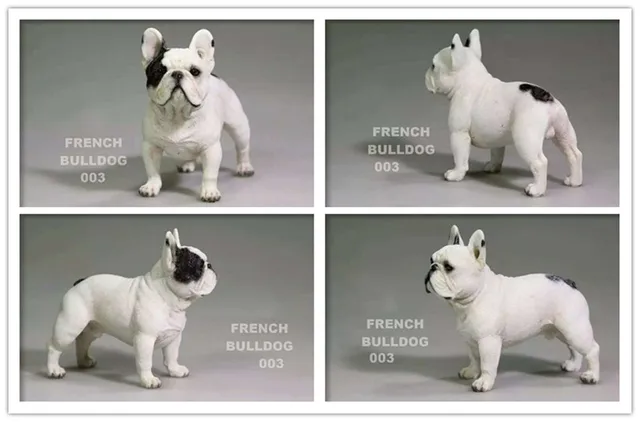 1/6 Hand-made PVC Simulation Animal French Bulldog Toy with Collar and Chain Mini Ornaments for 12 inch Action Figure Body 5