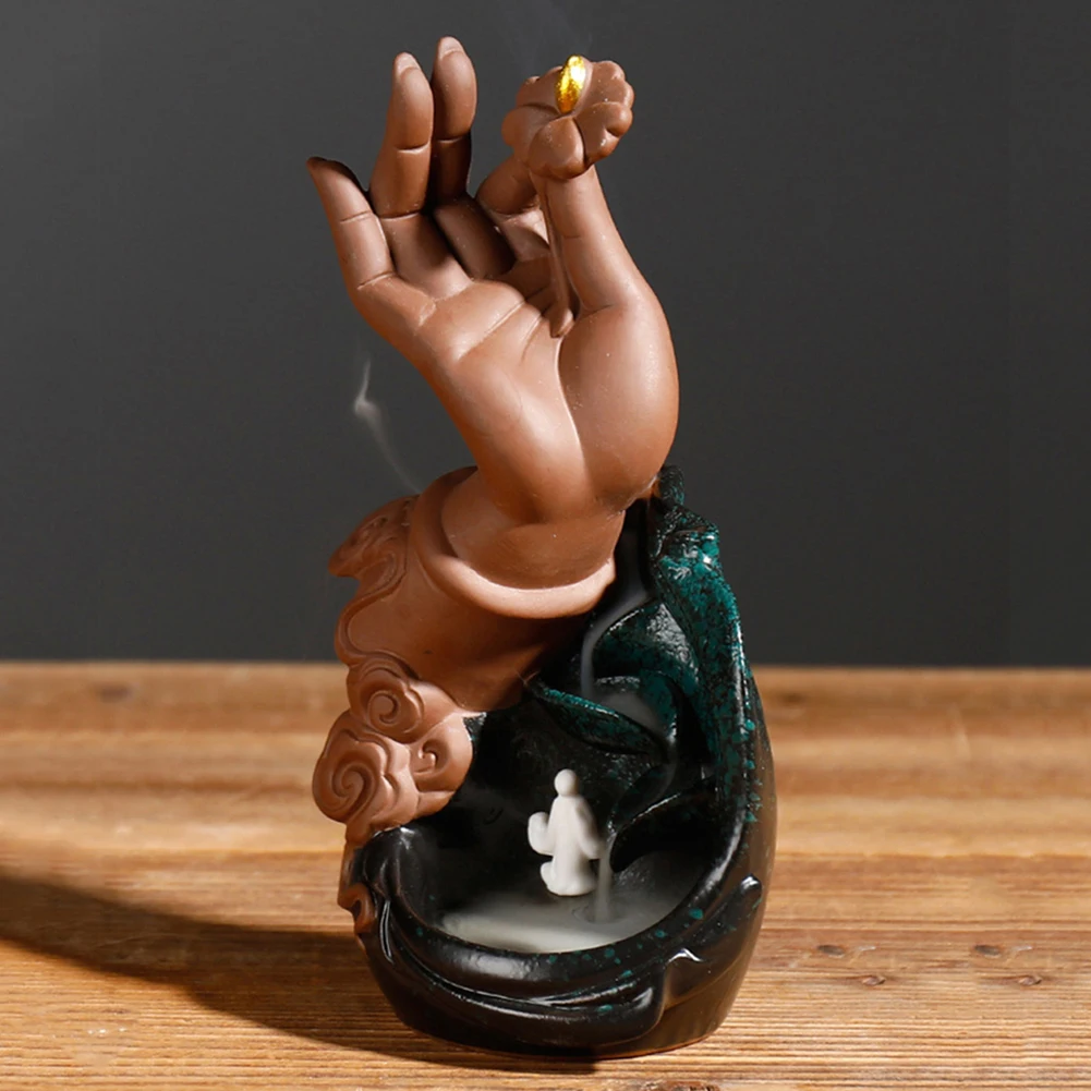 Protable Backflow Buddha Lotus Incense Burners Censer Cones Stick Holder Home Decoration incese burners draak in Action Figure