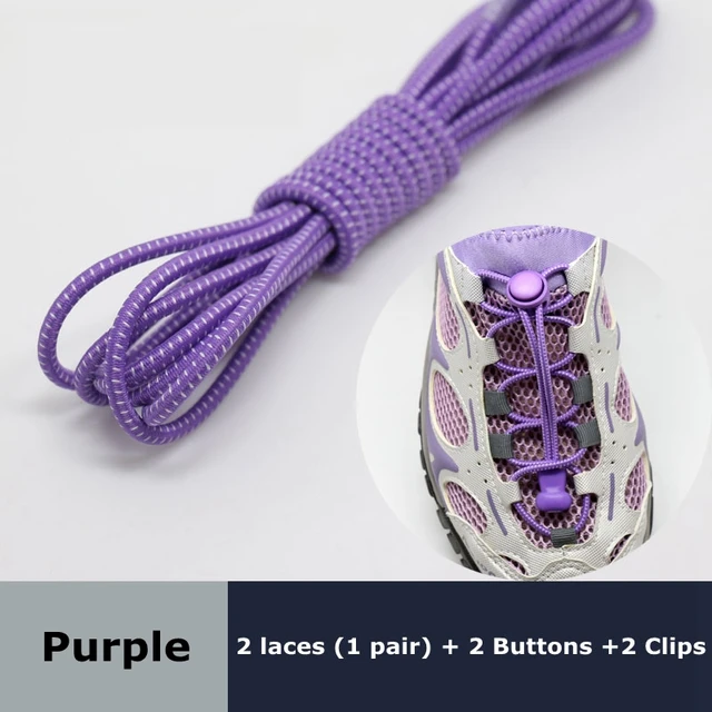 Round Elastic Shoelaces Suitable For Various Shoe Accessories No Tie Shoelace Fixed Stretching Locking Lazy laces 1 Pair Purple