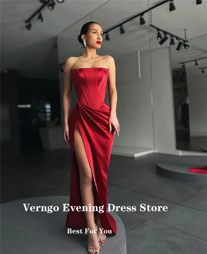 Verngo 2022 Red Mermaid Prom Dresses 