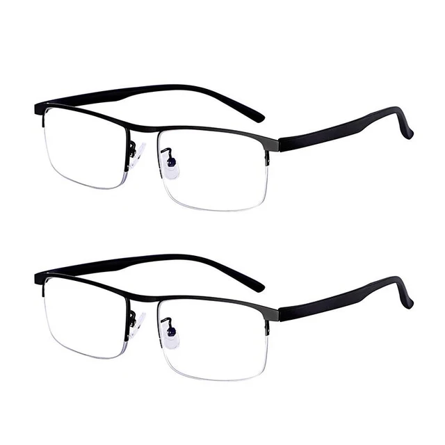 Hot Sale Progressive Reading Glasses Multifocal Anti Blue Ray Glass Glasses Half Frame Metal Alloy Men Women 1.5 1.0 2.5 Black 2pc Black