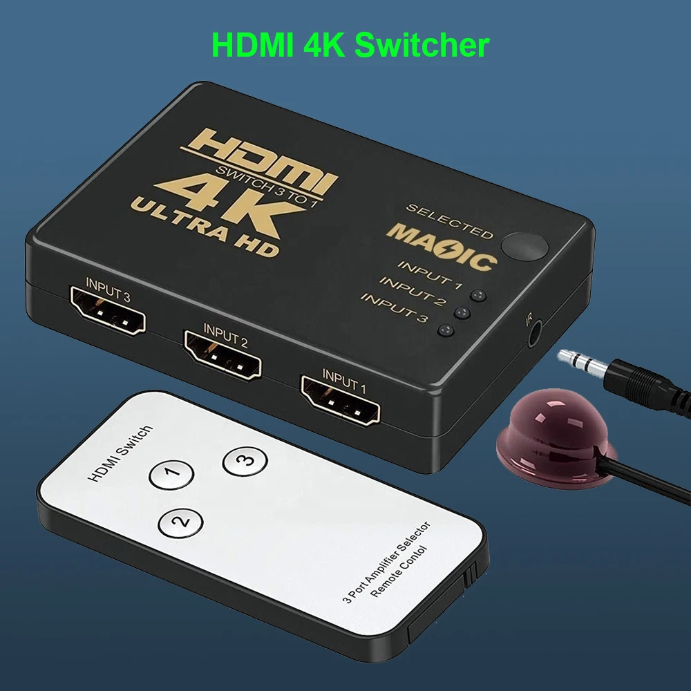 HDMI-совместимый коммутатор 4K 3-в-1 HD 1080P видеокабель сплиттер 1x3 концентратор