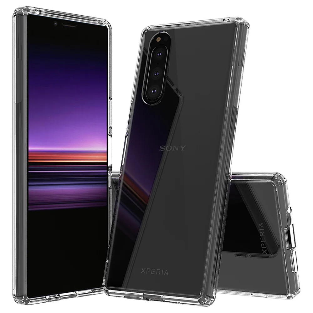 clear Для sony Xperia 5 Чехол Xperia5 Кристальный Гибридный Бампер Прозрачный чехол для телефона для sony Xperia 1 чехол Xperia1 чехол жесткий акриловый чехол s - Цвет: clear
