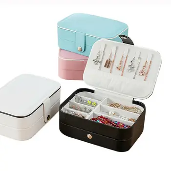 

PU Jewelry Box Organizer Portable Travel Leather Jewellery Ornaments Case Storage Home Organization