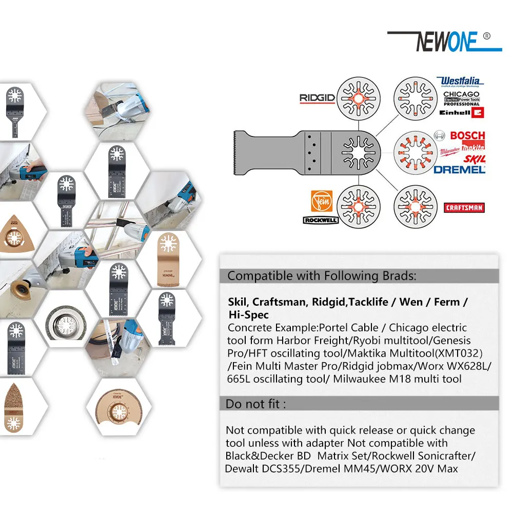 Карбид NEWONE Осциллирующий Инструмент пилы для полировки, Алмазный Мультитул пилы лезвия шлифования удаления затирки и керамической плитки