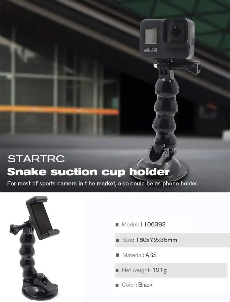 STARTRC Регулируемая автомобильная подставка держатель адаптер для Gopro Hero 8 камера 4-6 дюймов смартфон аксессуары для спортивной экшн-камеры