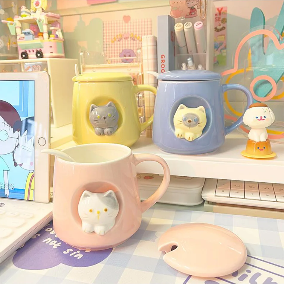 Kawaii Pastel Cat Ceramic Cup - Limited Edition