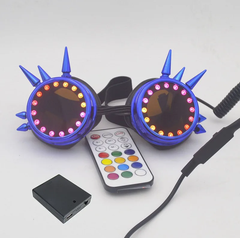 

Plating Blue Frame Trendy Pixel Led Fireworks Goggles