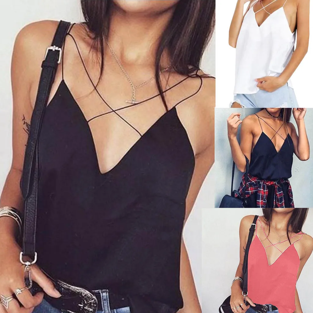Модная женская майка, летняя, v-образный вырез, сексуальный топ, жилет с рубашкой, без рукавов, свободный пояс, Холтер, жилет