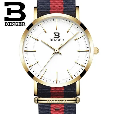 Новинка, швейцарские BINGER, женские часы, роскошный бренд, ультра-тонкие, ограниченная серия, водонепроницаемые, кварцевые наручные часы, B-3050W - Цвет: Item 6