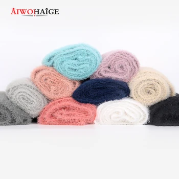 

New Fashion Adult Children Angora Wool Knit Scarf Winter Solid Color Scarves Luxury Soft Parent-child Wraps Woman Girl Kerchief