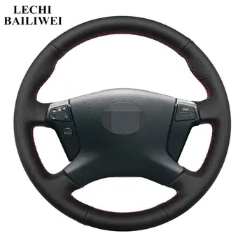 

Black Hand-stitched Steering Wheel Cover Microfiber leather Car Steering Wheel Cover for Toyota Avensis 2003-2007 Car accessorie
